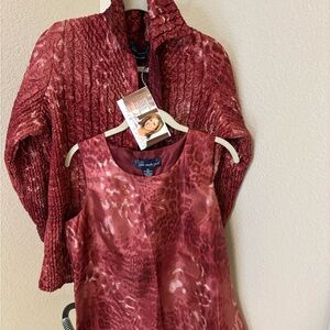 Susan Graver Style Crinkle Zip Jacket & Tank Set NWT large/ medium